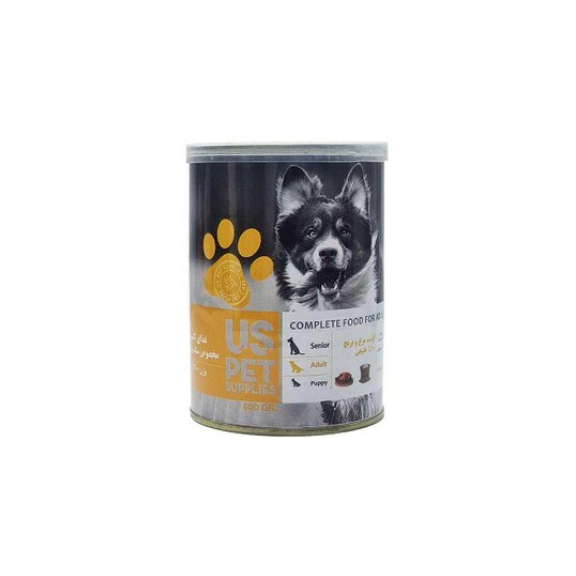کنسرو سگ بالغ طعم گوشت مرغ و برنج 400 گرمی us pet