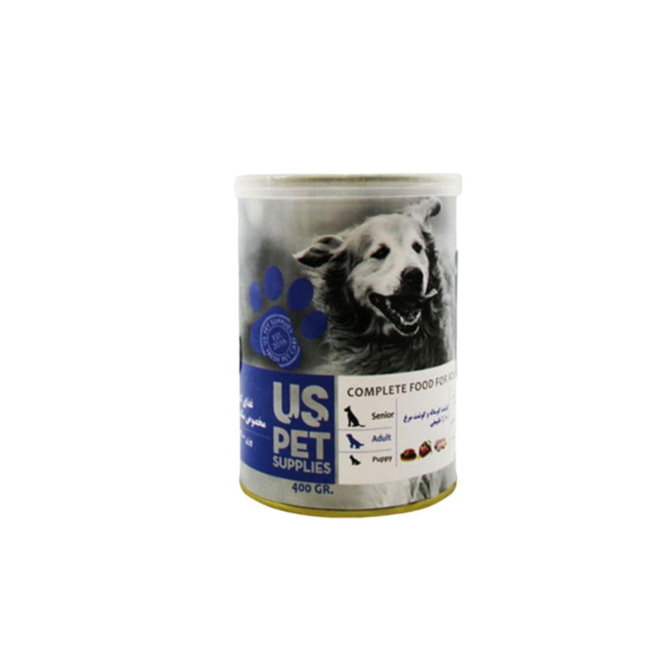 کنسرو سگ بالغ با طعم گوشت گوساله و گوشت مرغ ۴۰۰ گرمی  us pet